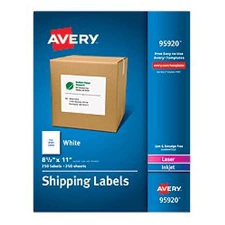 Avery Dennison Shipping Label, 8 1/2" Label W, 1 Labels per Sheet White 95920